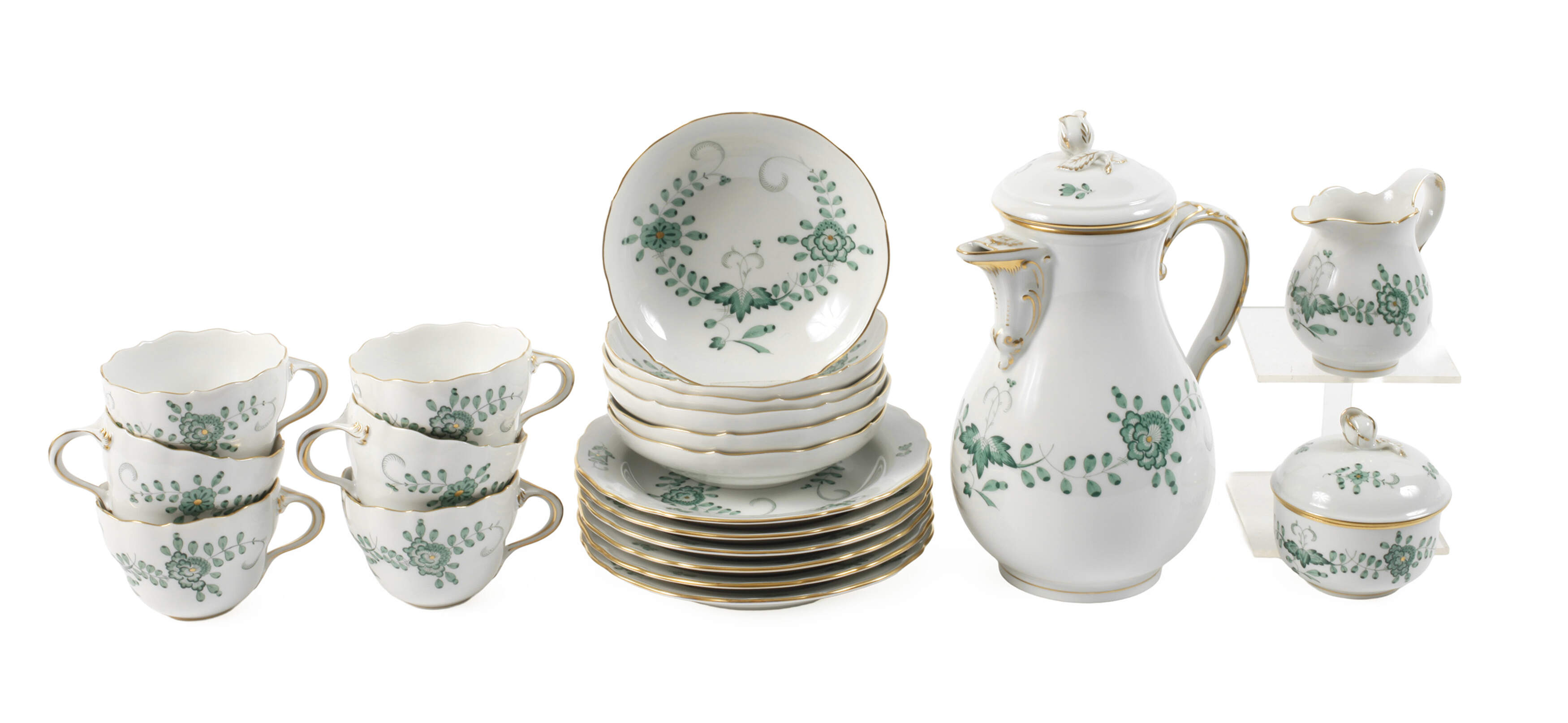 Meissen Kaffeeservice "Indisch, grün"