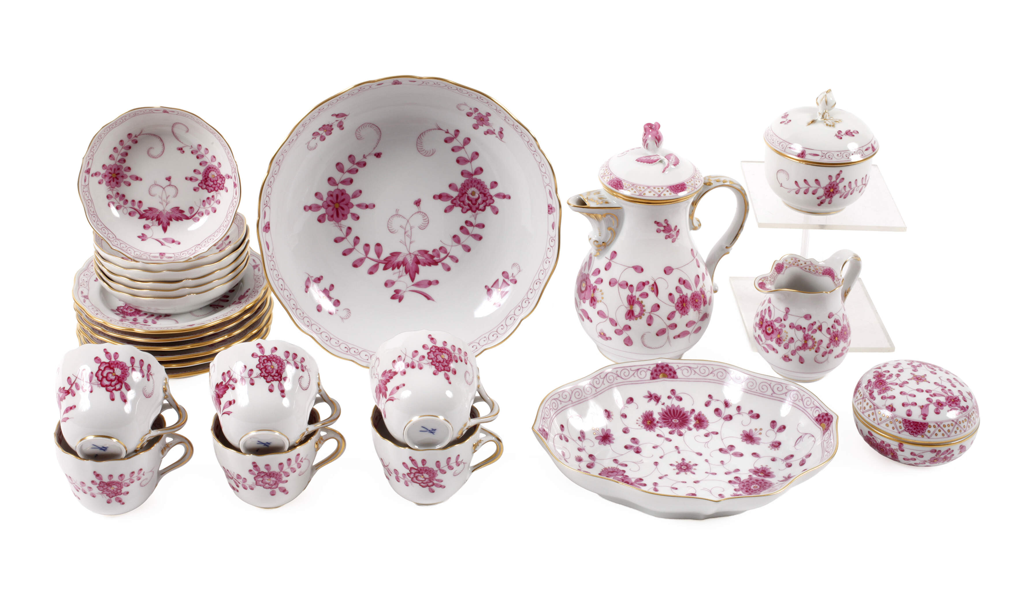 Meissen Mokkaservice "Indisch, purpur"