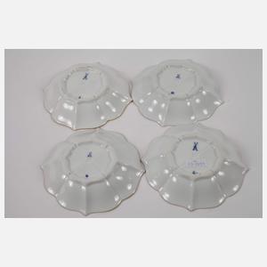 Meissen vier Tassen "Zwiebelmuster" mit Goldrand