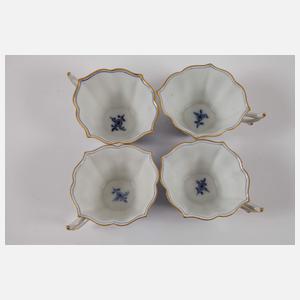 Meissen vier Tassen "Zwiebelmuster" mit Goldrand