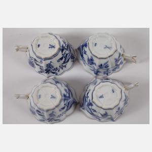 Meissen vier Tassen "Zwiebelmuster" mit Goldrand