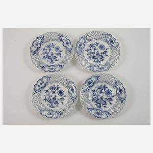 Meissen acht Durchbruchteller "Zwiebelmuster"