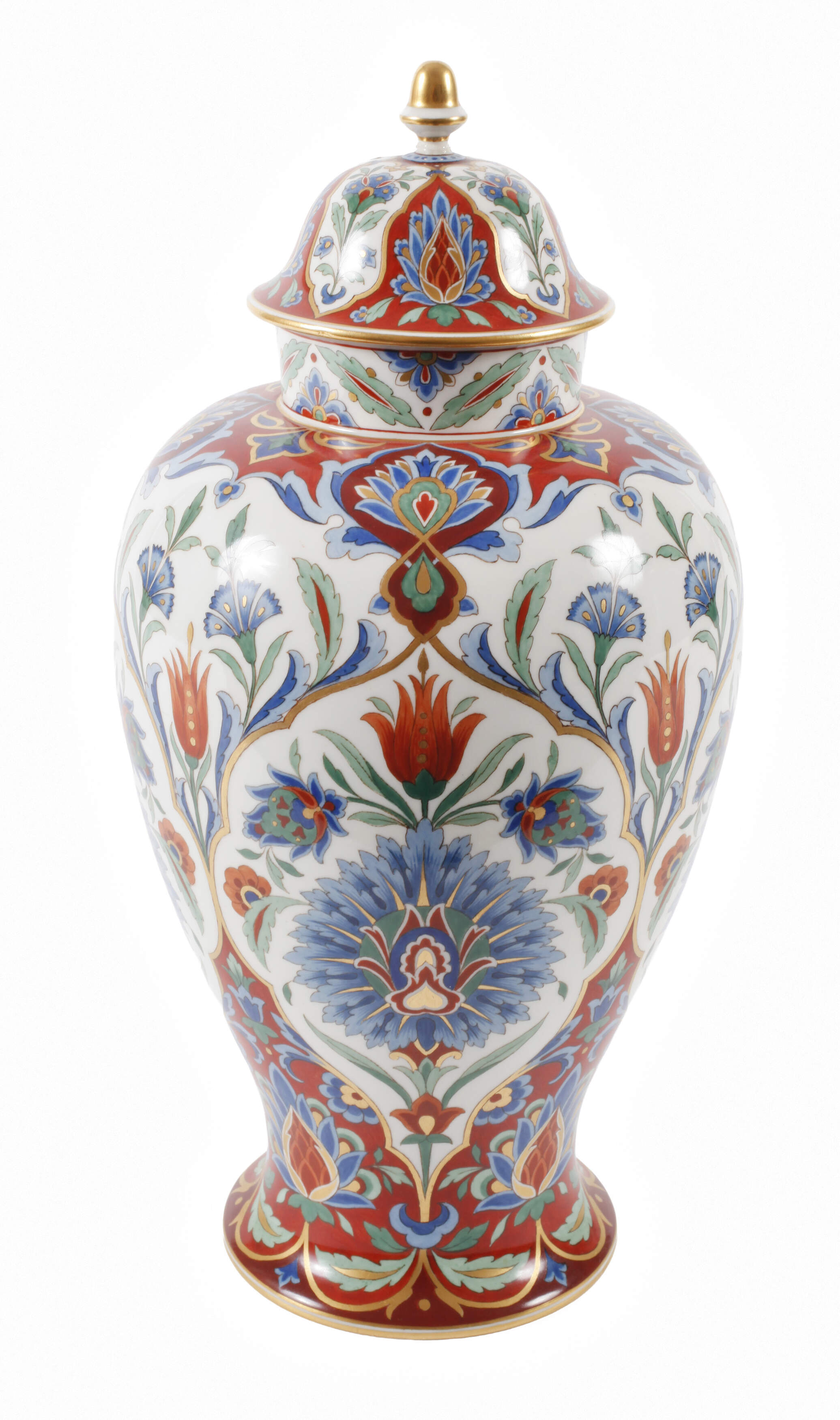 Meissen große Deckelvase im Iznik-Stil