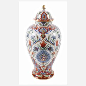 Meissen große Deckelvase im Iznik-Stil
