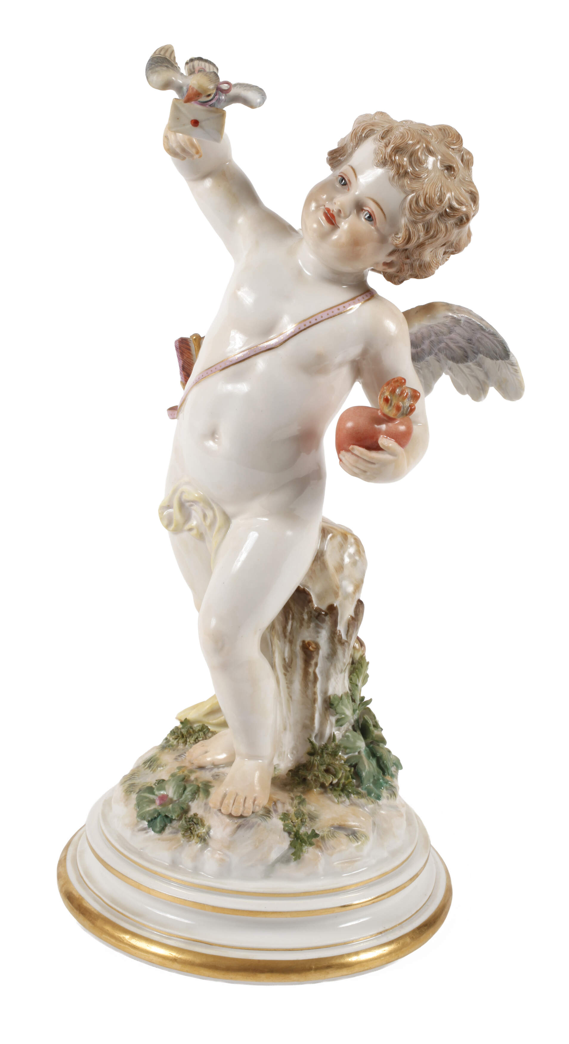 Meissen "Amor mit Brieftaube und Herz"