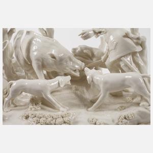 Nymphenburg Tafelaufsatz "Wildschweinhatz"