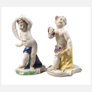 Nymphenburg zwei Putten als "Flora" und "Luna"