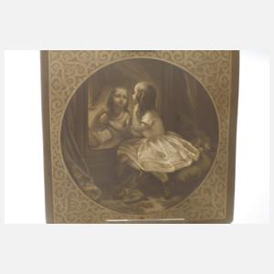 Fünf Lithophanien nach Gemäldevorlagen