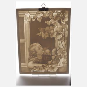 Fünf Lithophanien nach Gemäldevorlagen