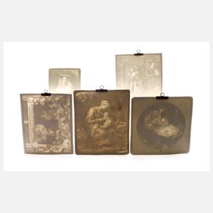 Fünf Lithophanien nach Gemäldevorlagen