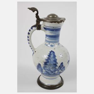 Barocke Fayencekanne und zwei Walzenkrüge