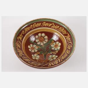 Hafnerkeramik mit Spruchband