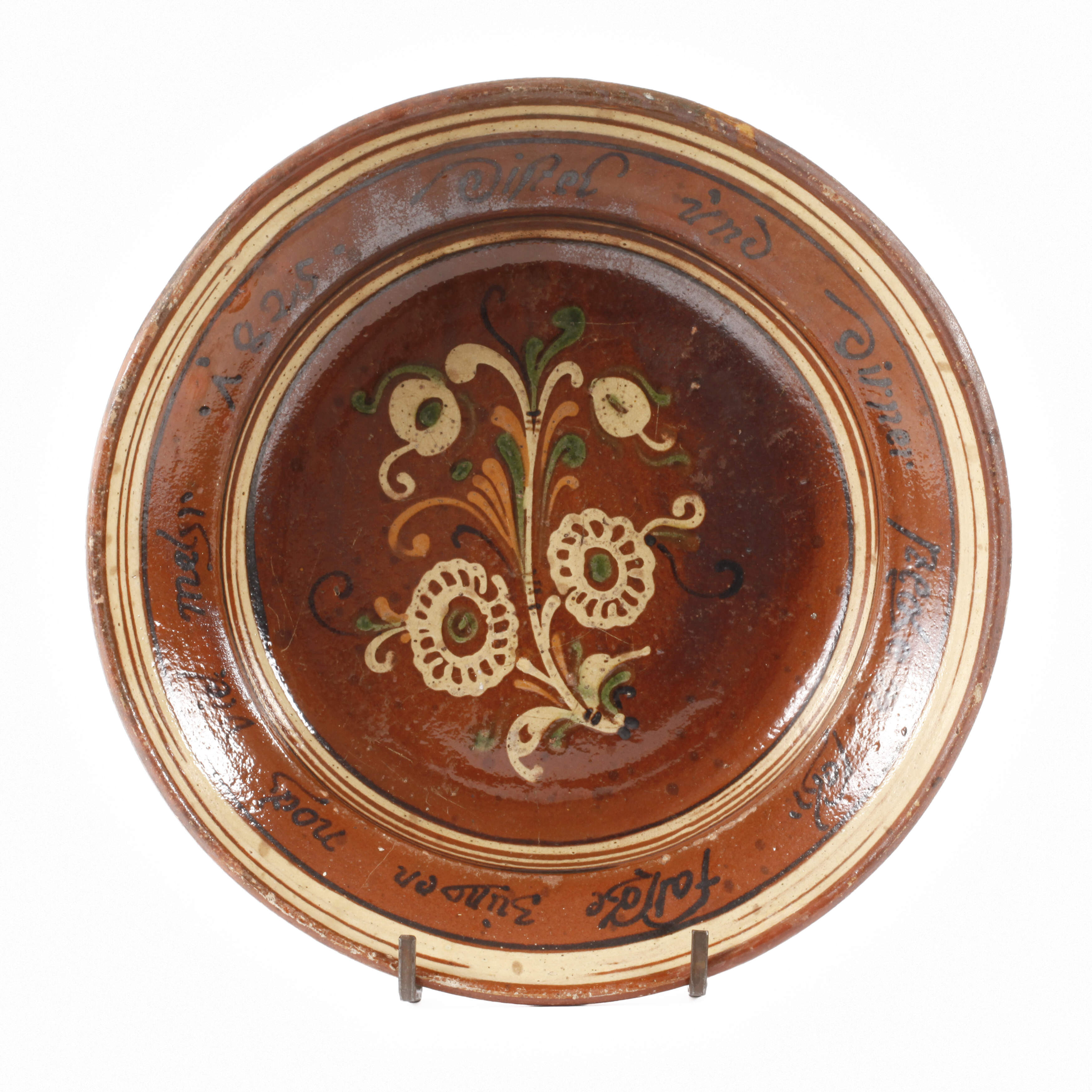 Hafnerkeramik mit Spruchband