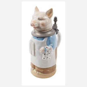 Figurenkrug als kellnerndes Schwein
