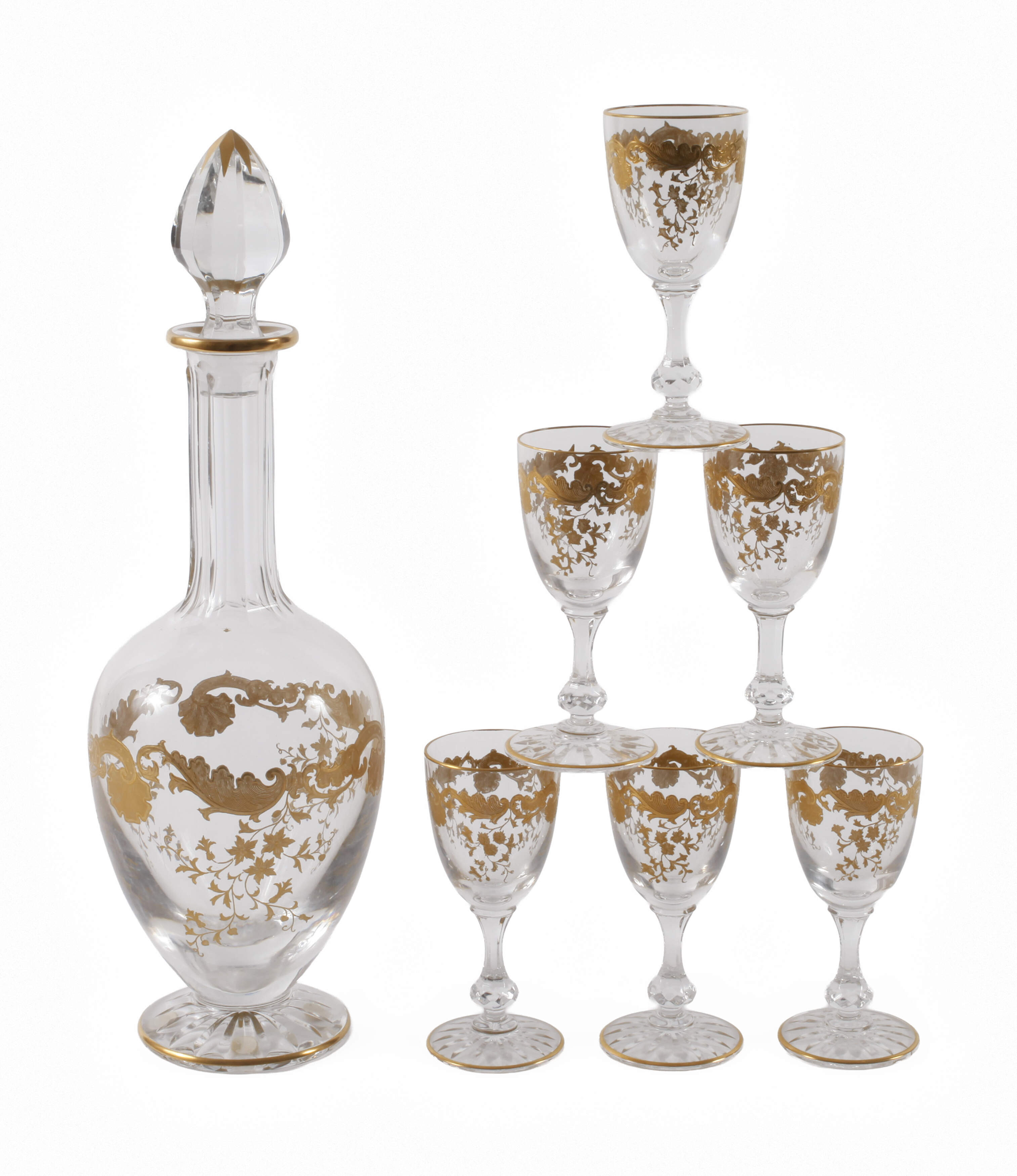 Karaffe und sechs Gläser Saint Louis