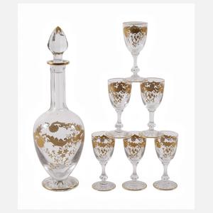 Karaffe und sechs Gläser Saint Louis