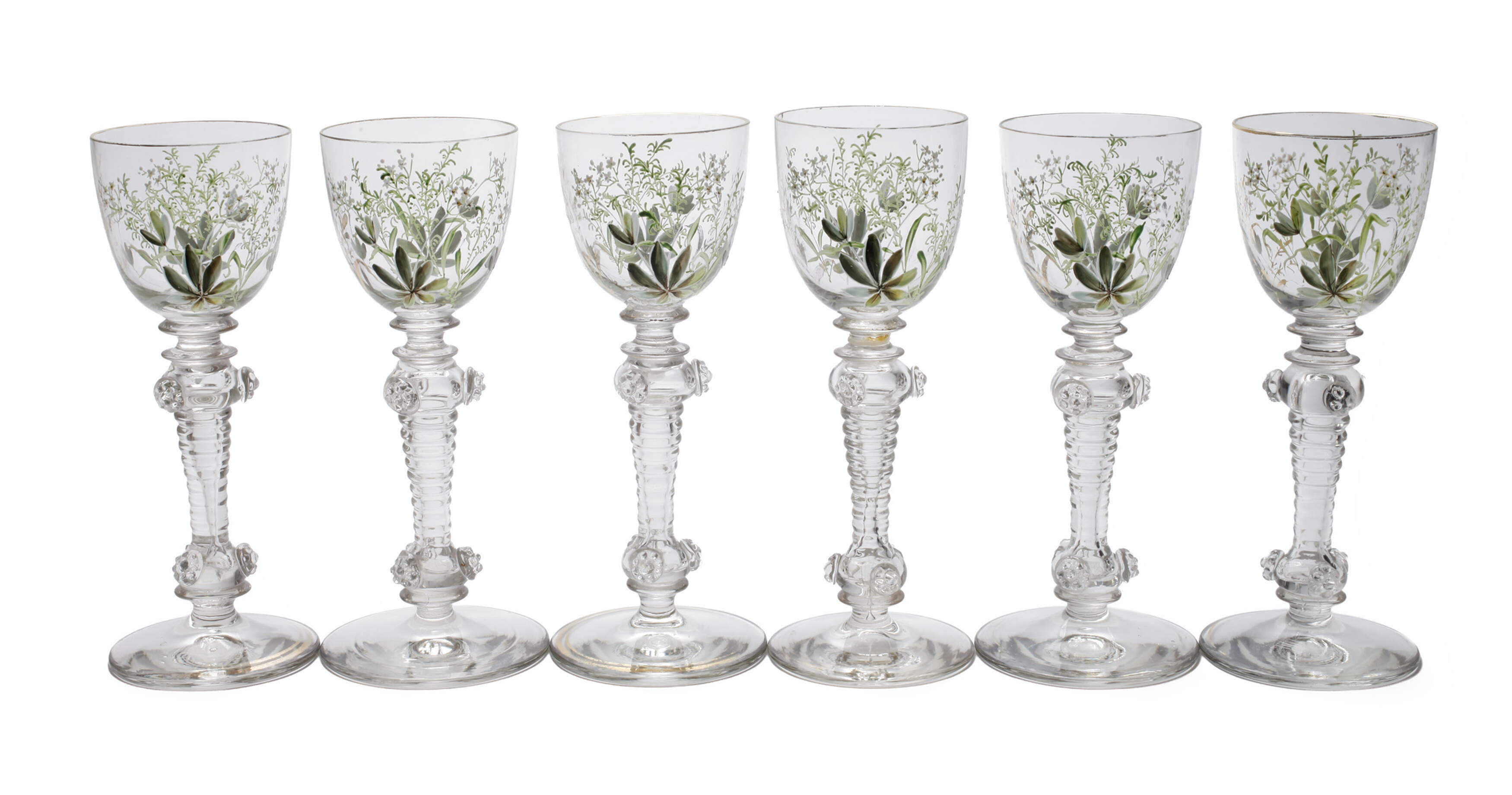 Sechs Weingläser Historismus