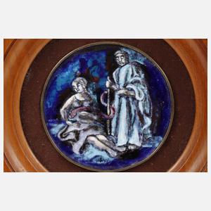 Emailleplatte mit Äskulapmotiv
