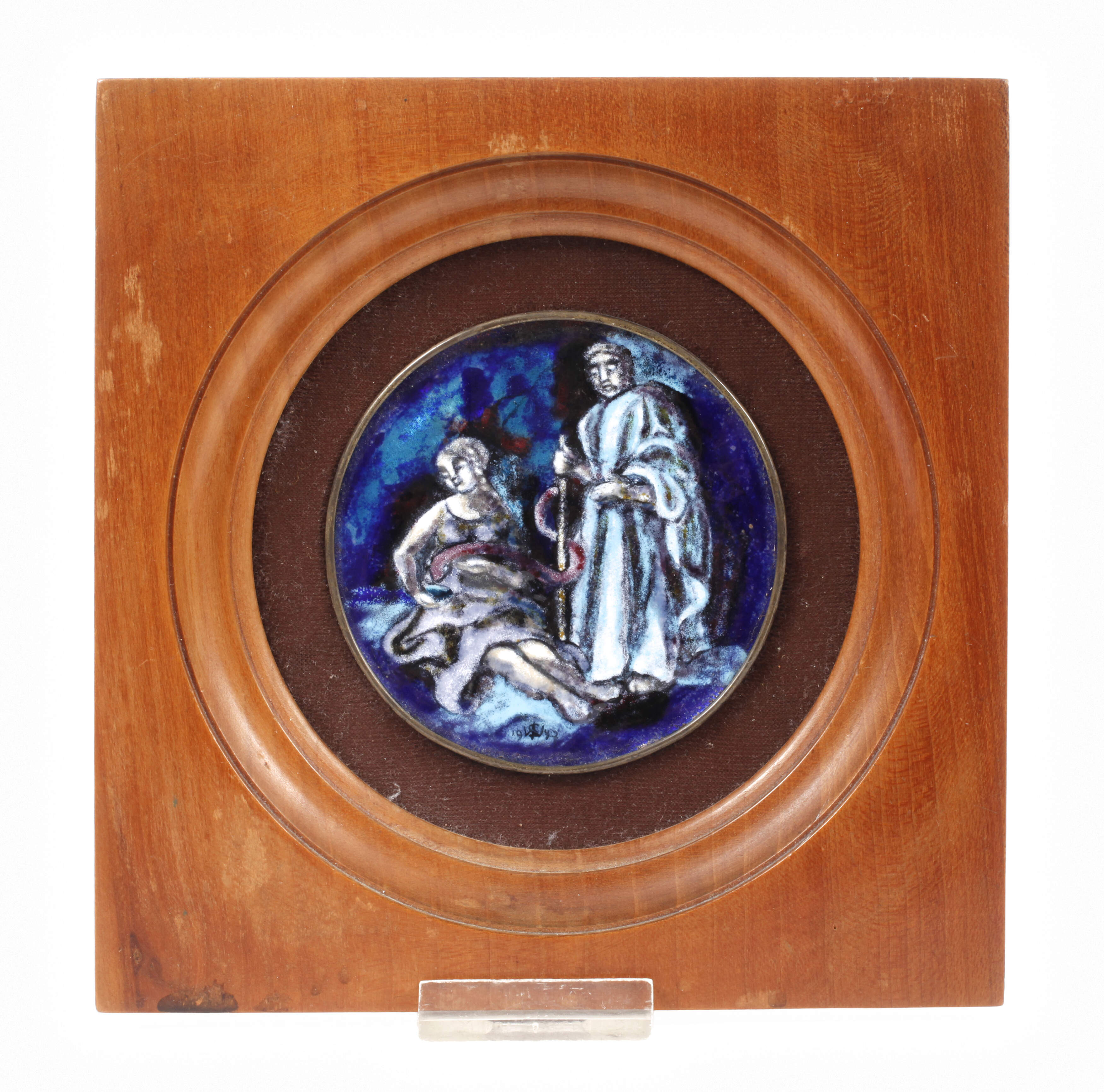 Emailleplatte mit Äskulapmotiv