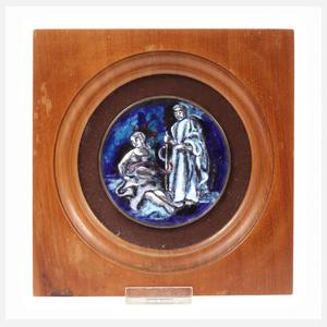 Emailleplatte mit Äskulapmotiv