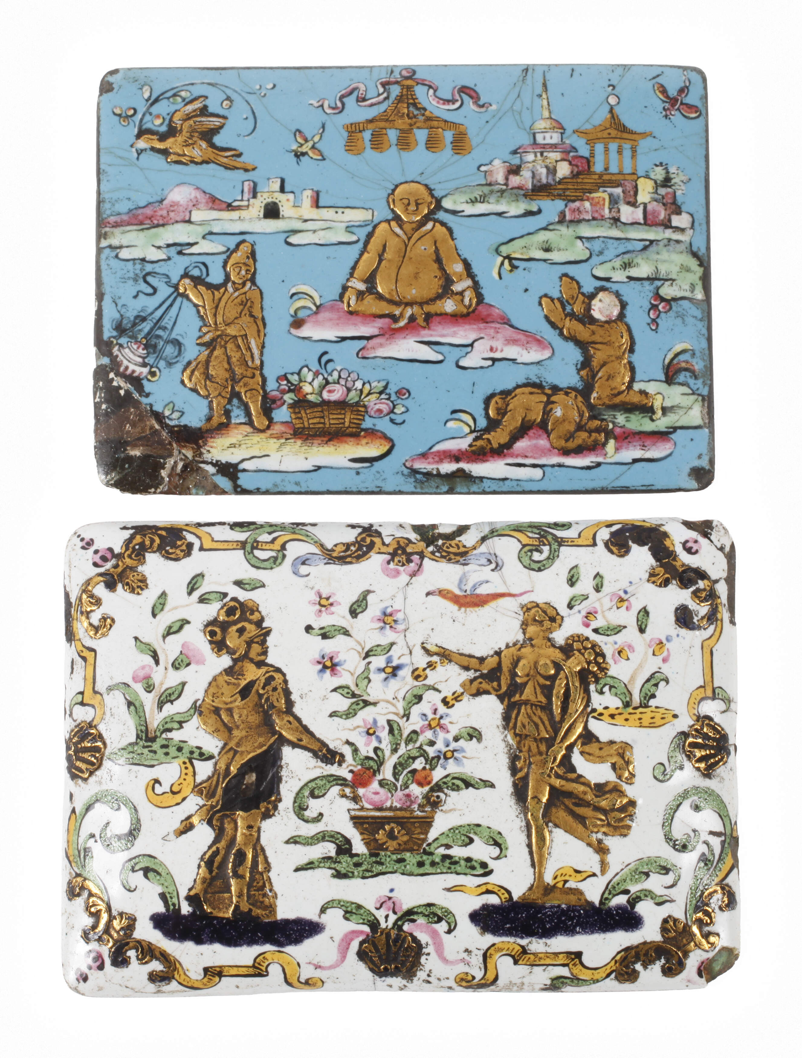 Zwei Plaketten "émail de saxe"