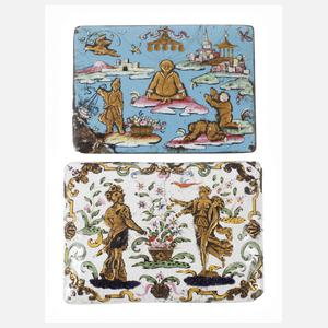 Zwei Plaketten "émail de saxe"