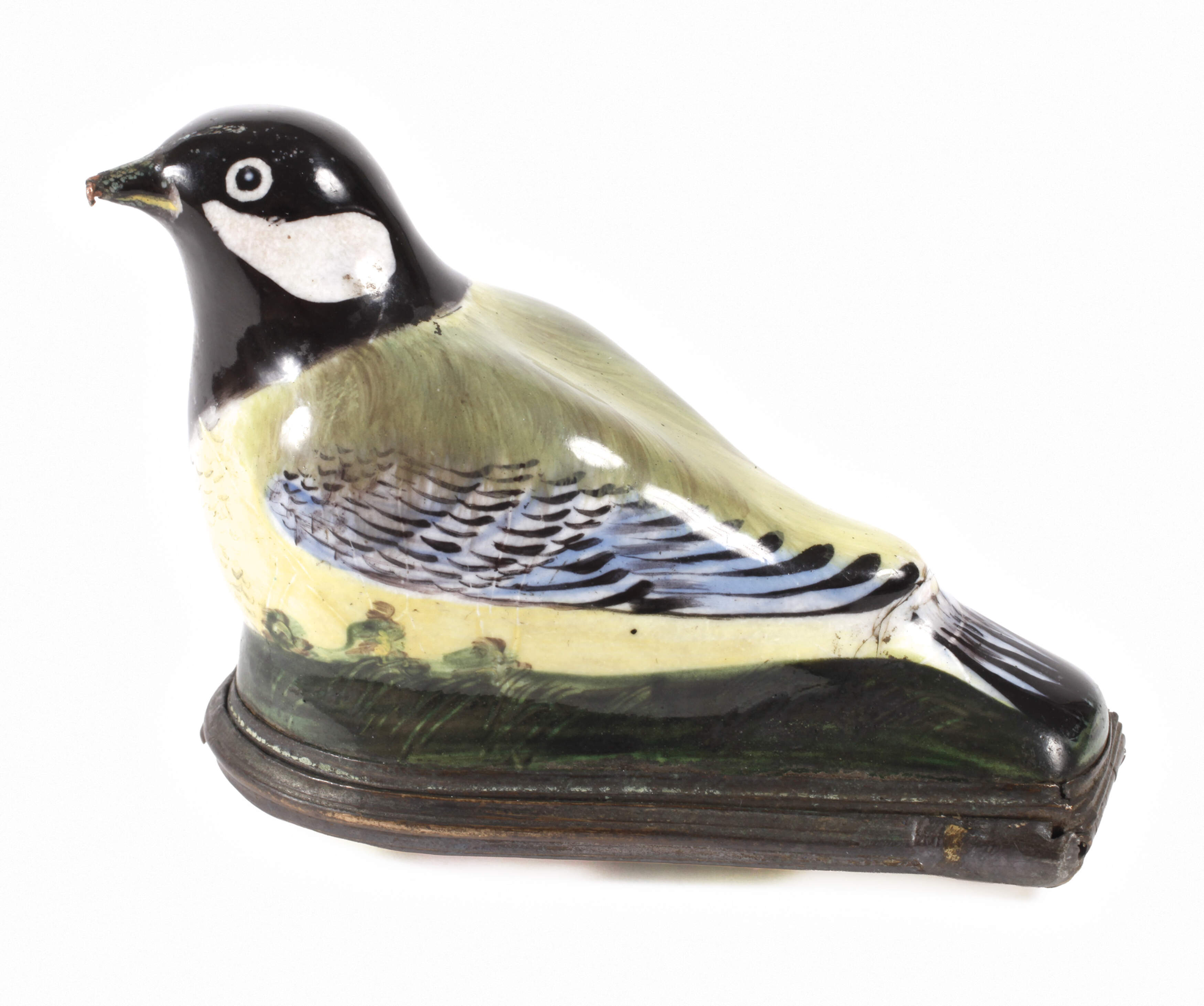 Kleine Vogeldose mit feiner Emaillemalerei