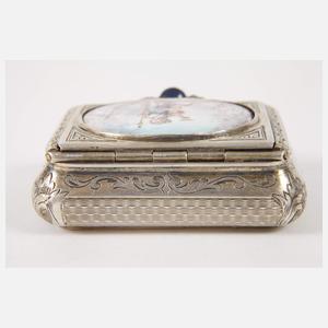 Silber Schnupftabakdose mit Emaillemalerei