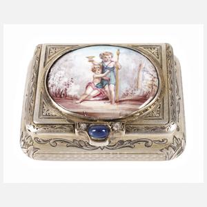 Silber Schnupftabakdose mit Emaillemalerei
