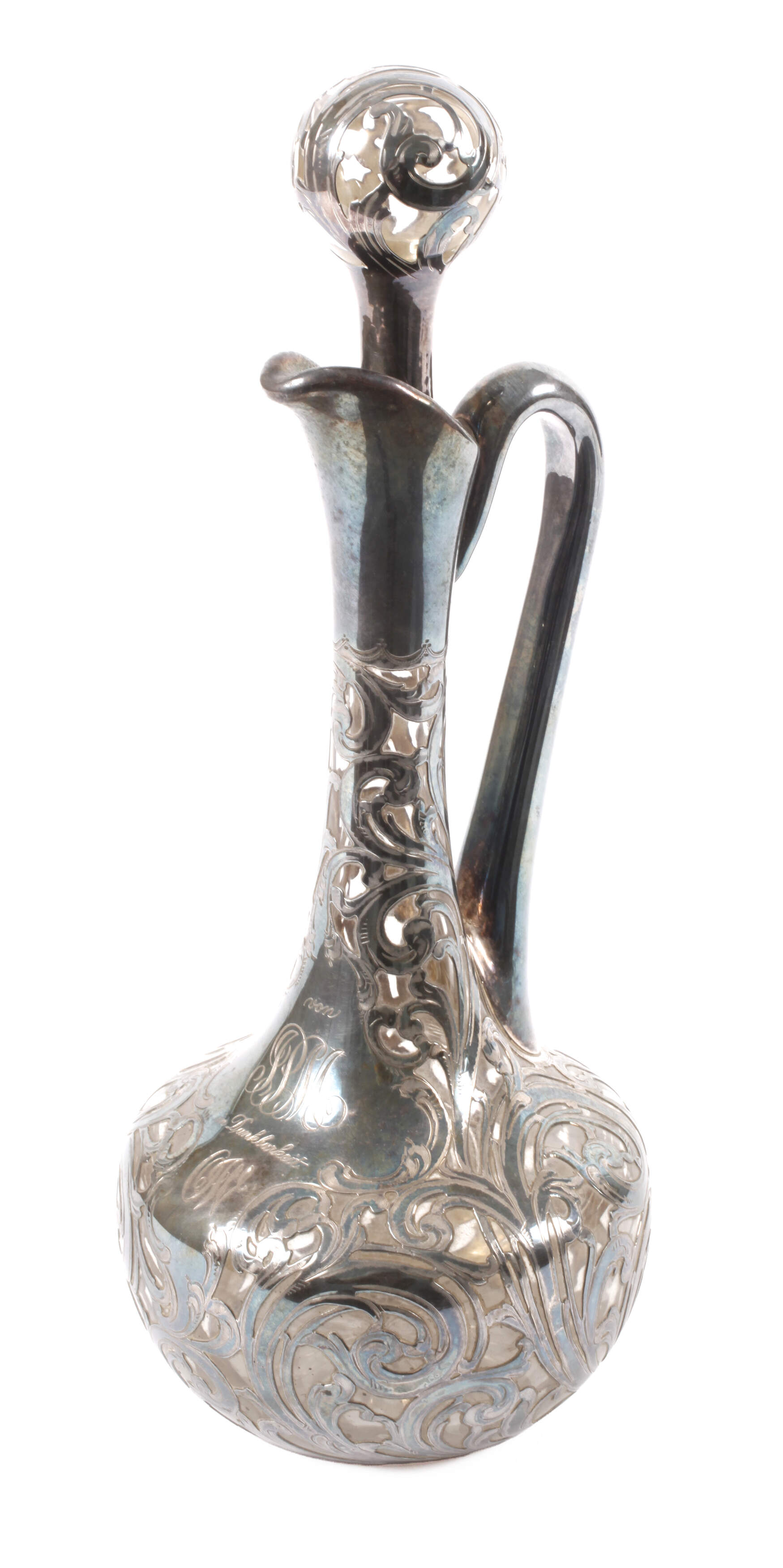 Feine Karaffe mit Silberauflage