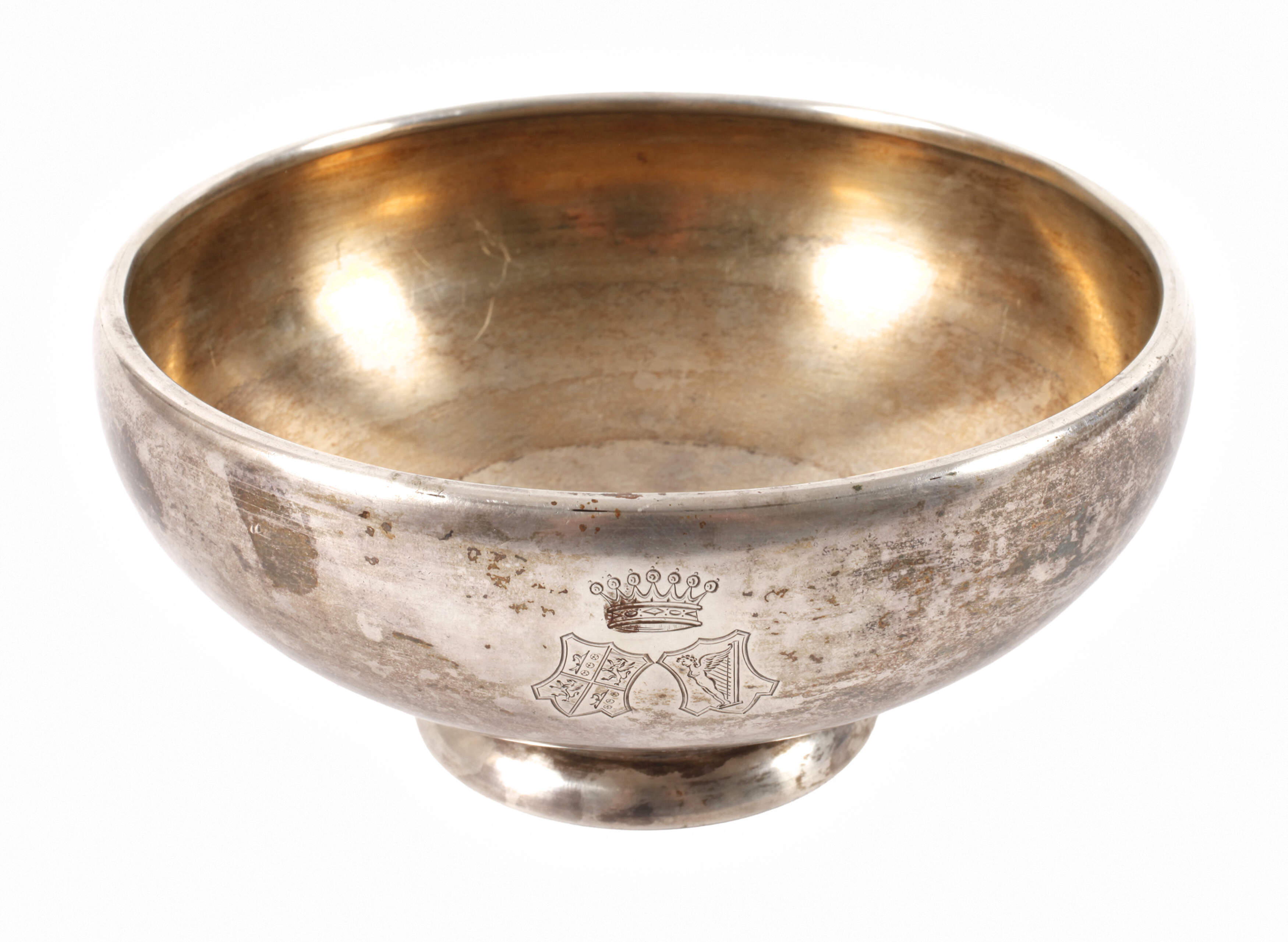 Schwere Anbietschale mit Adelswappen