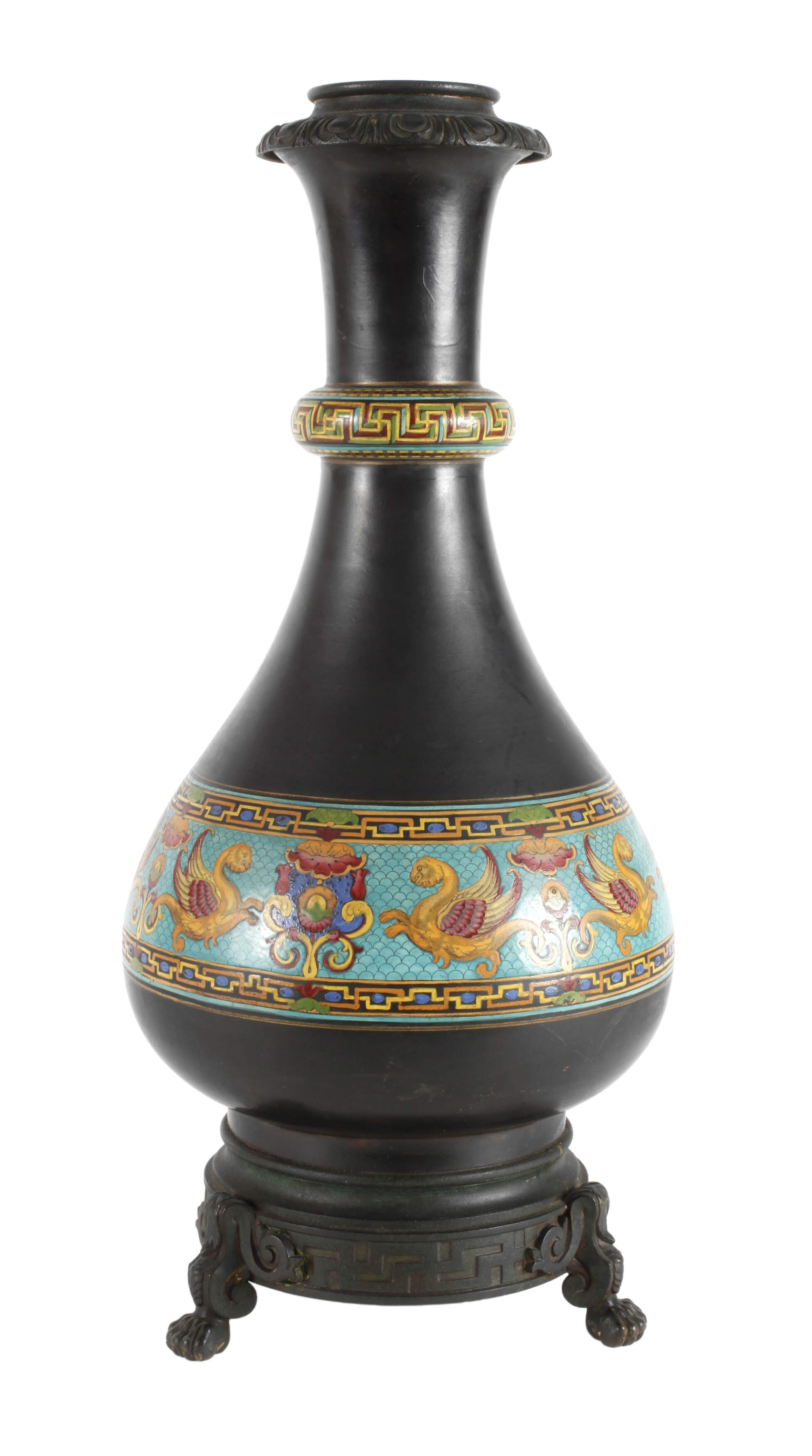 Lampenfuß mit Emaillebemalung