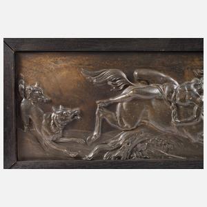 Bronzerelief Mazeppa und die Wölfe