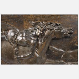 Bronzerelief Mazeppa und die Wölfe