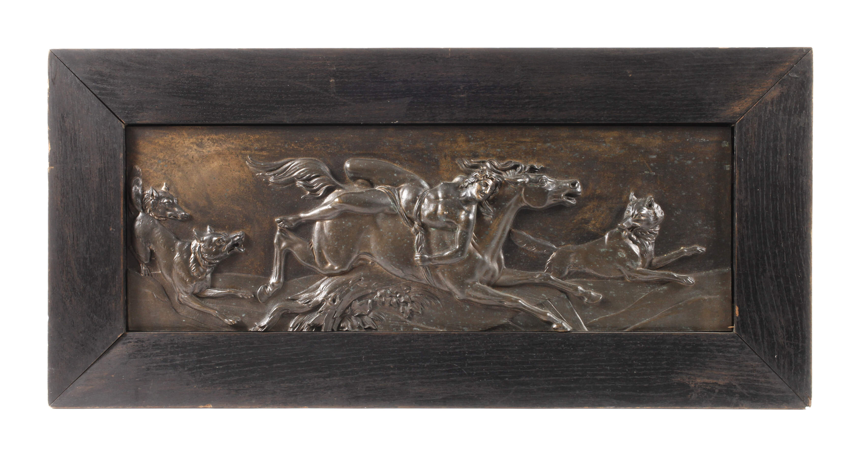 Bronzerelief Mazeppa und die Wölfe