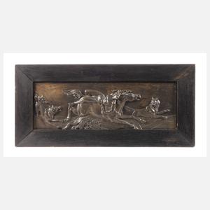 Bronzerelief Mazeppa und die Wölfe