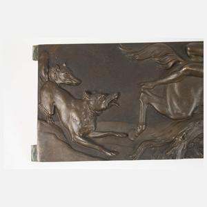 Bronzerelief Mazeppa und die Wölfe