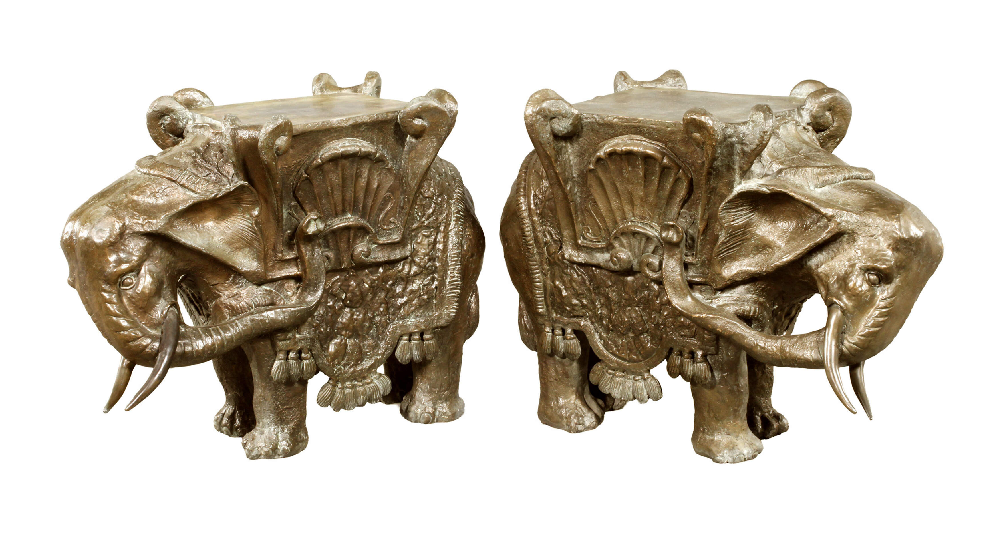 Paar figürliche Postamente als Elefanten