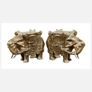 Paar figürliche Postamente als Elefanten