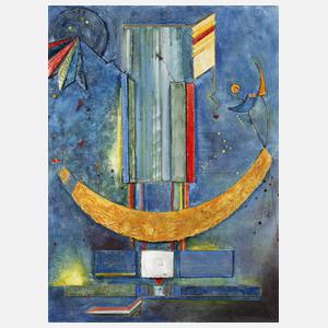 Phantastische Assemblage mit Mondsichel