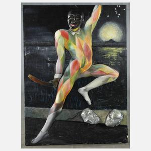 Phantastische Assemblage mit venezianischen Harlekin