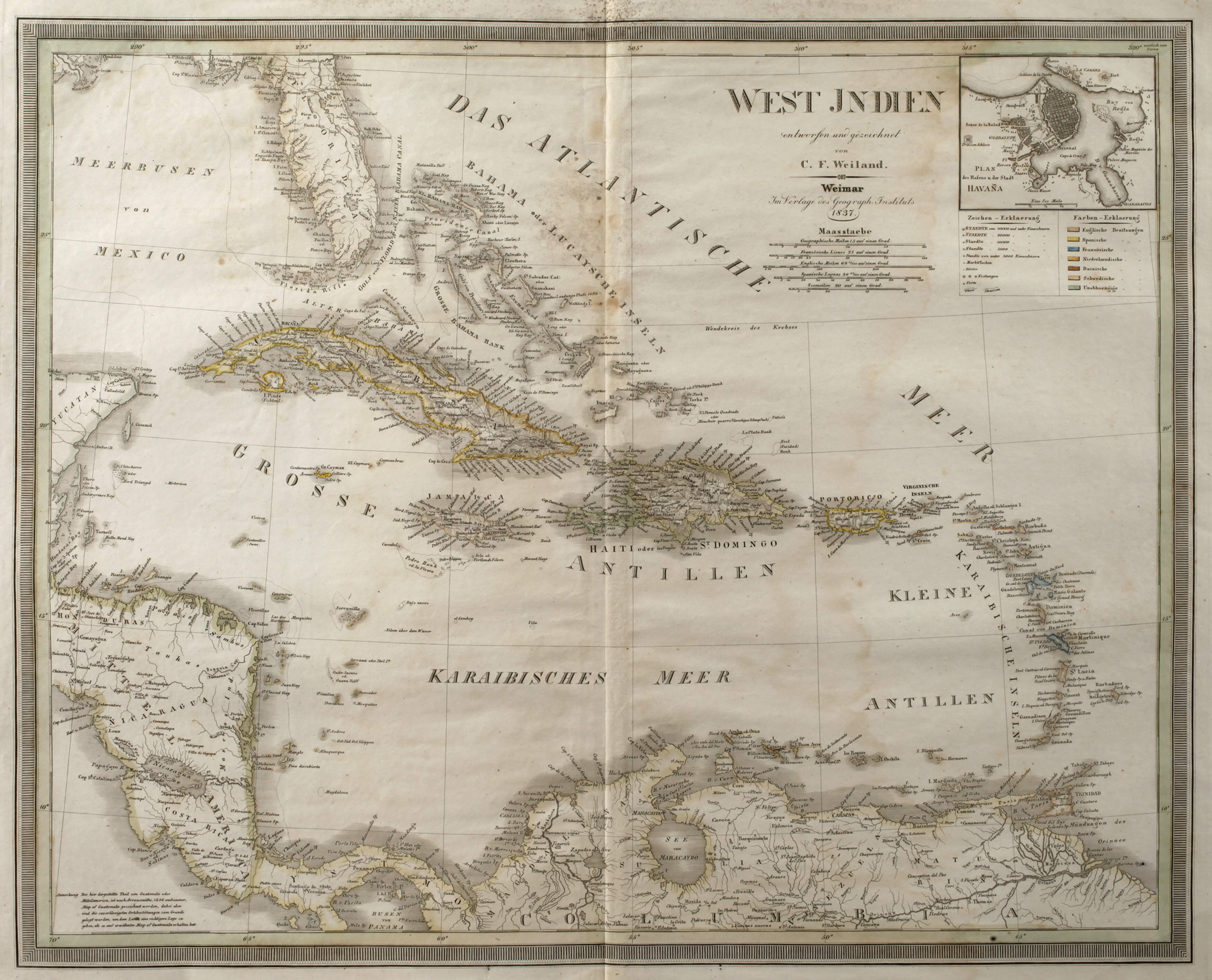 Carl Ferdinand Weiland, Karte Karibik