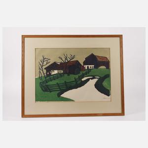 Heinz Schunn, Bauerngehöft im Frühling