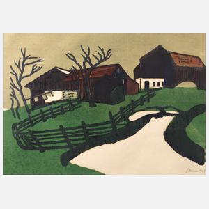 Heinz Schunn, Bauerngehöft im Frühling