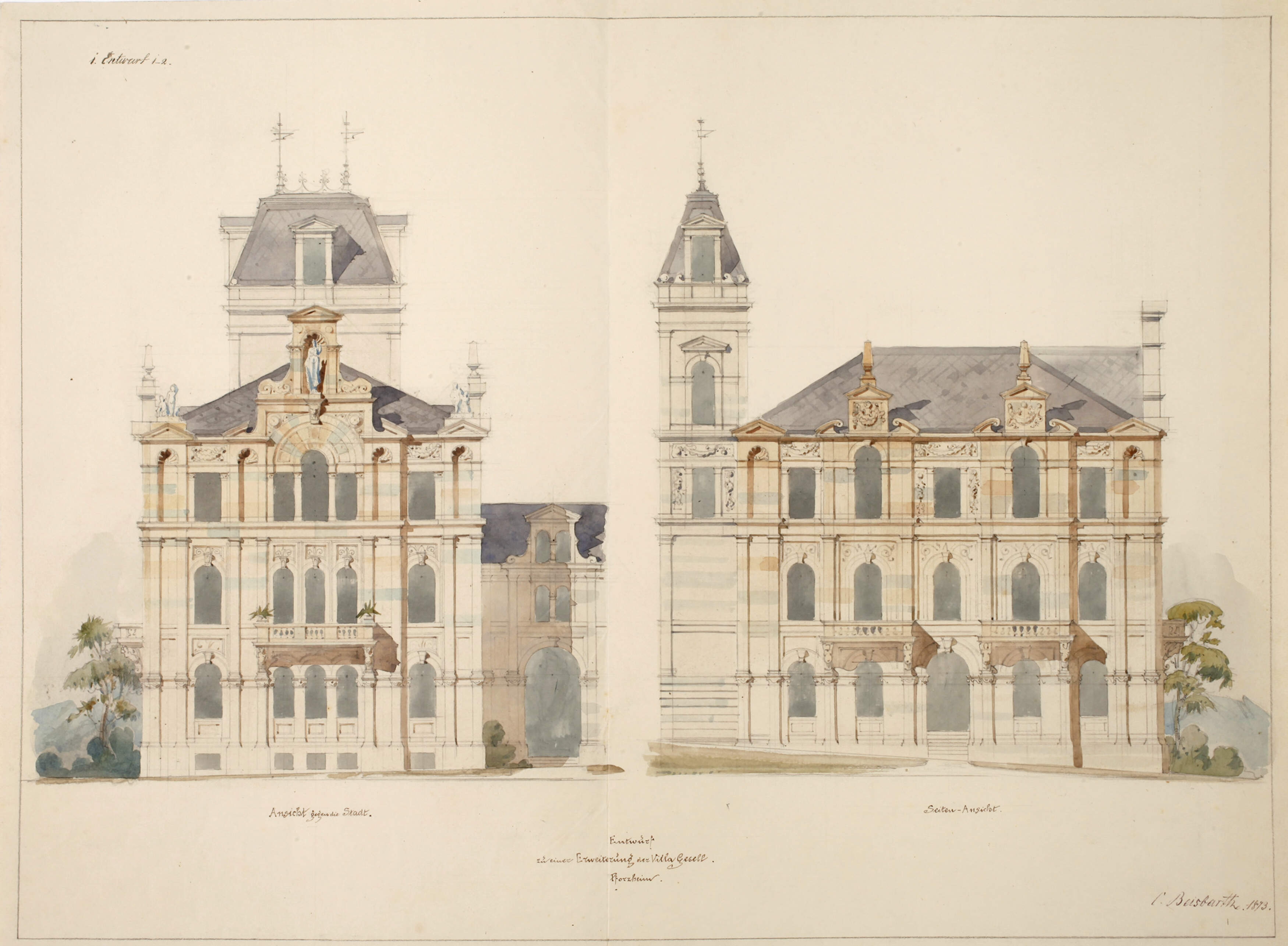 Carl F. Beisbarth sen., Villenentwurf in Pforzheim