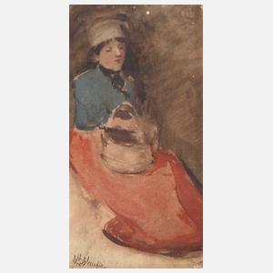 Władysław Wankie, attr., Sitzende Bäuerin