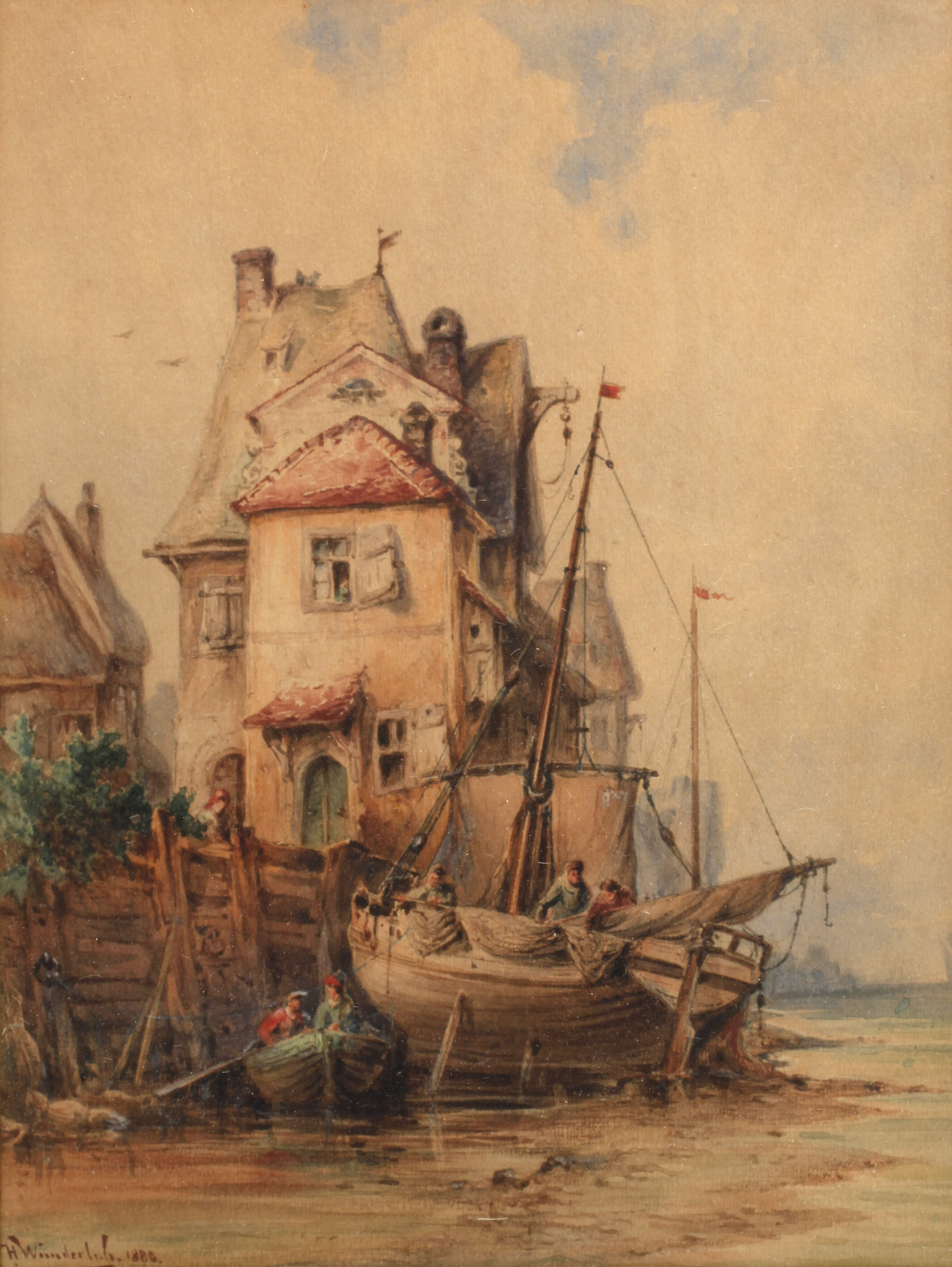 Hermann Moritz Wunderlich, Fischerboote am Kai