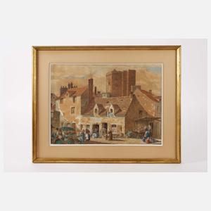 Markt am Fuße einer Burg