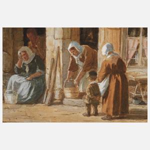 Markt am Fuße einer Burg