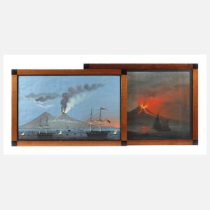 Paar Ansichten des ausbrechenden Vesuvs